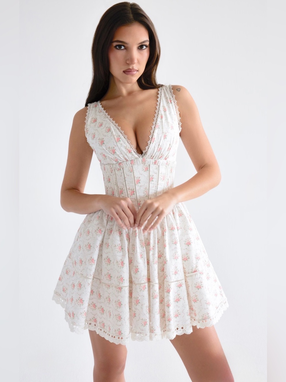 house of CB SALMA Rose Print Mini Dress - Picture 3 of 15
